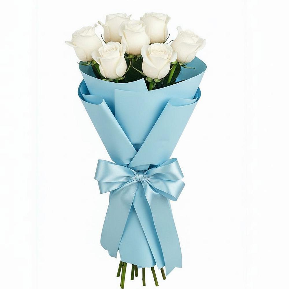 Букет 7 белых роз Проуд в Мензелинске