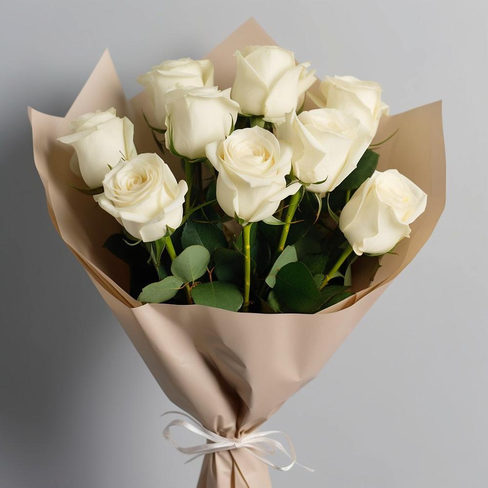 Букет 9 Белых роз Эдлесс Лав в Мензелинске