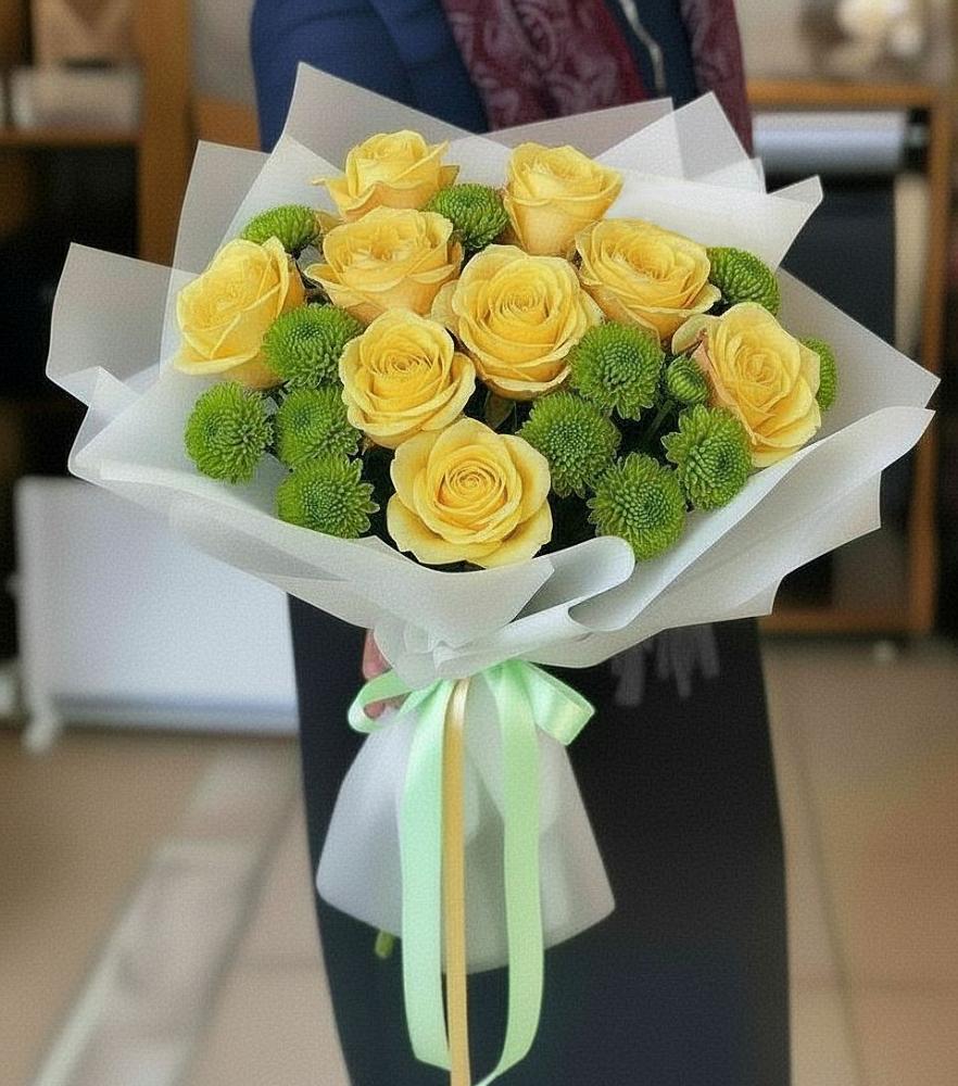 Букет цветов из: Хризантемы и Розы в Мензелинске