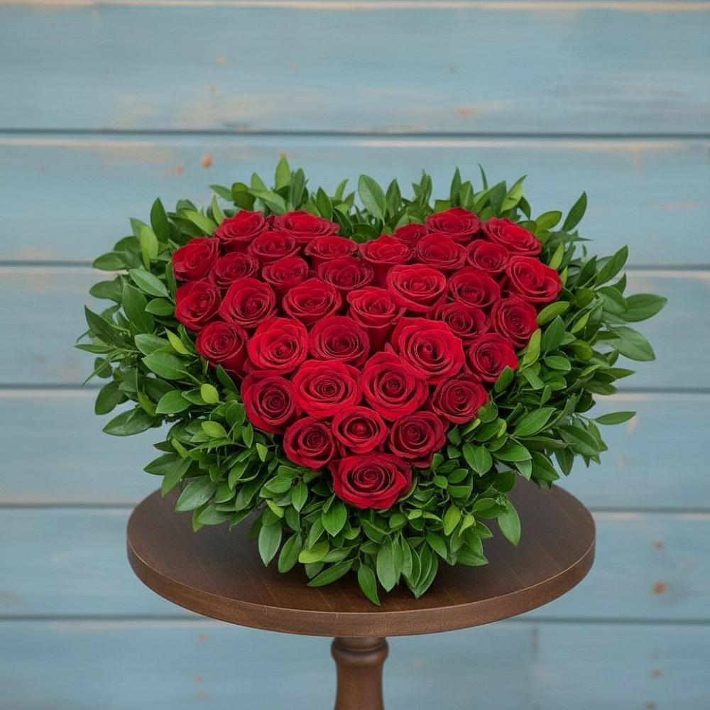 Цветочная композиция из Розы в виде сердца в Мензелинске