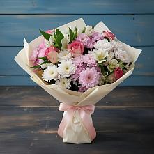 Букет цветов из:  Хризантемы, Альстромерии и Розы #REPLACE_PRED# Мензелинске