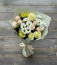 Букет цветов из:  Альстромерии, Розы и Хризантемы в Мензелинске